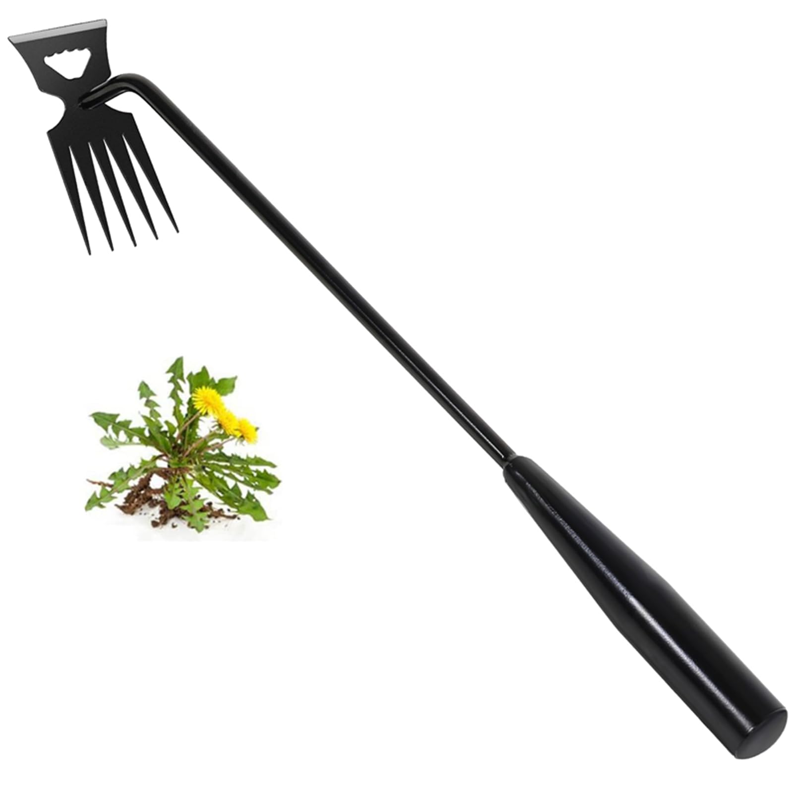4-Tooth Hand Weeder Tool with Handle for Garden Use