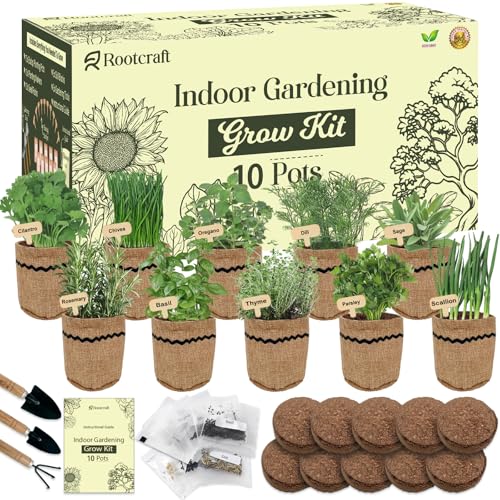 10-Herb Indoor Garden Starter Kit with Pots & Tools