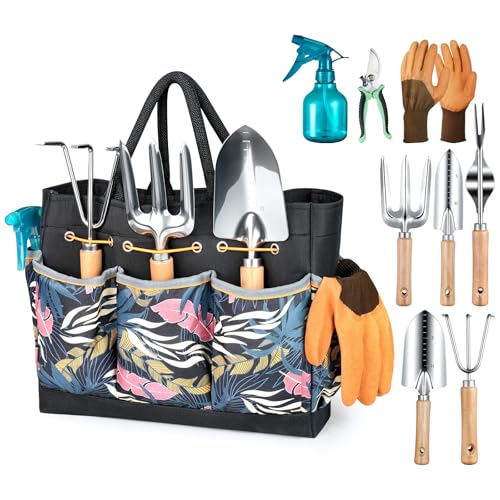 9-Piece Heavy Duty Garden Tool Set with Organizer Bag