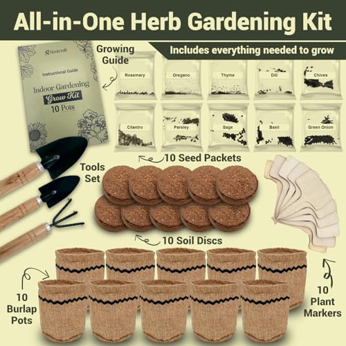 10-Herb Indoor Garden Starter Kit with Pots & Tools