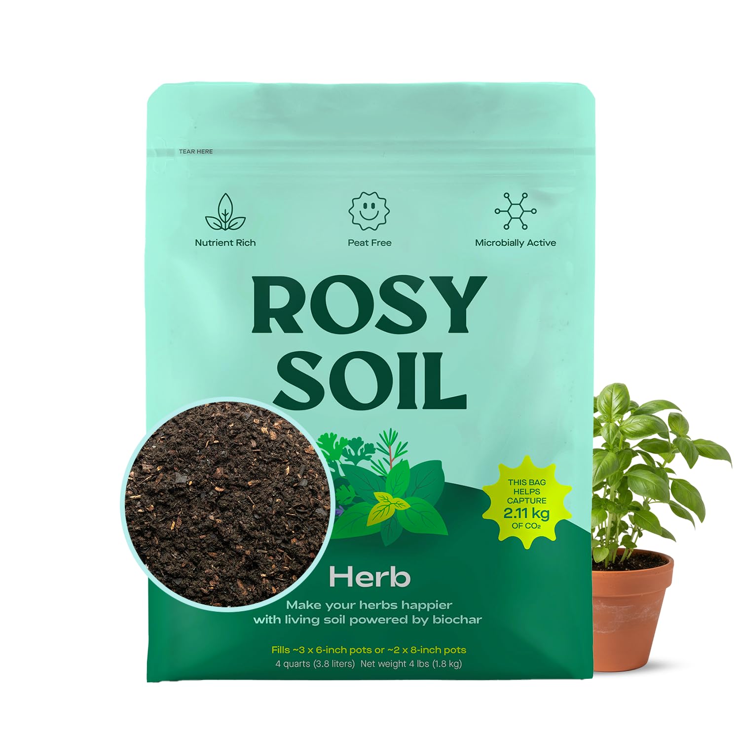 Indoor Potting Soil Mix with Biochar for Houseplants & Herbs