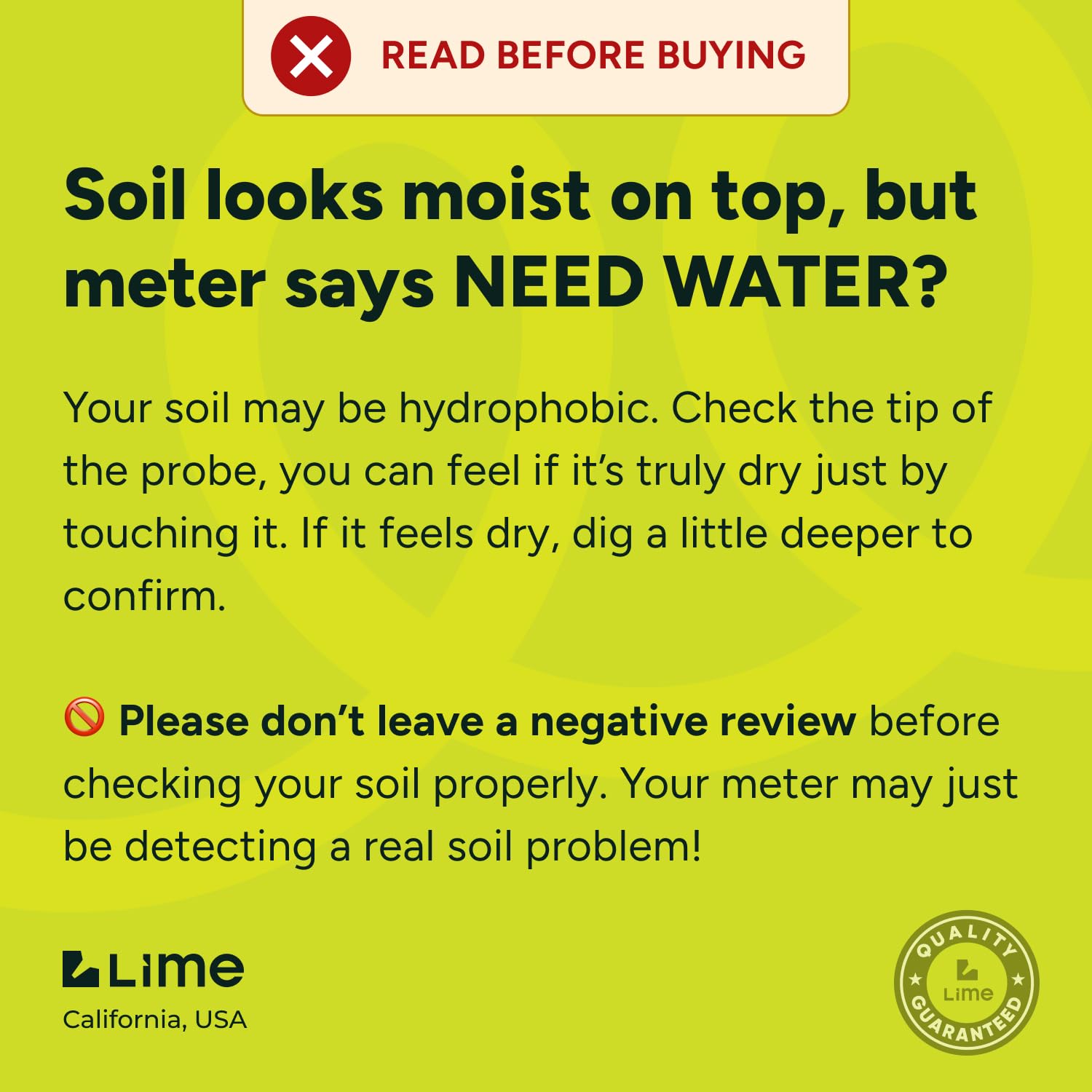 Plant Moisture Meter - Accurately Tells You When to Water Your Plants