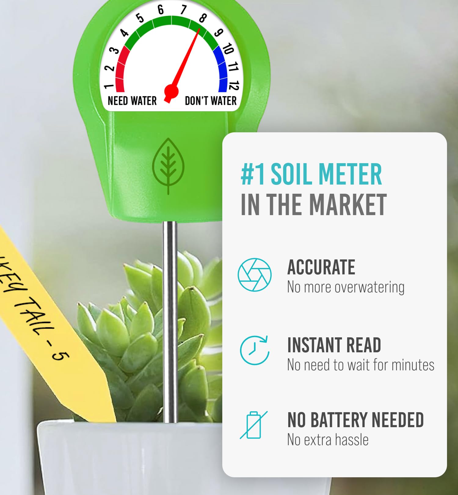 Plant Moisture Meter - Accurately Tells You When to Water Your Plants