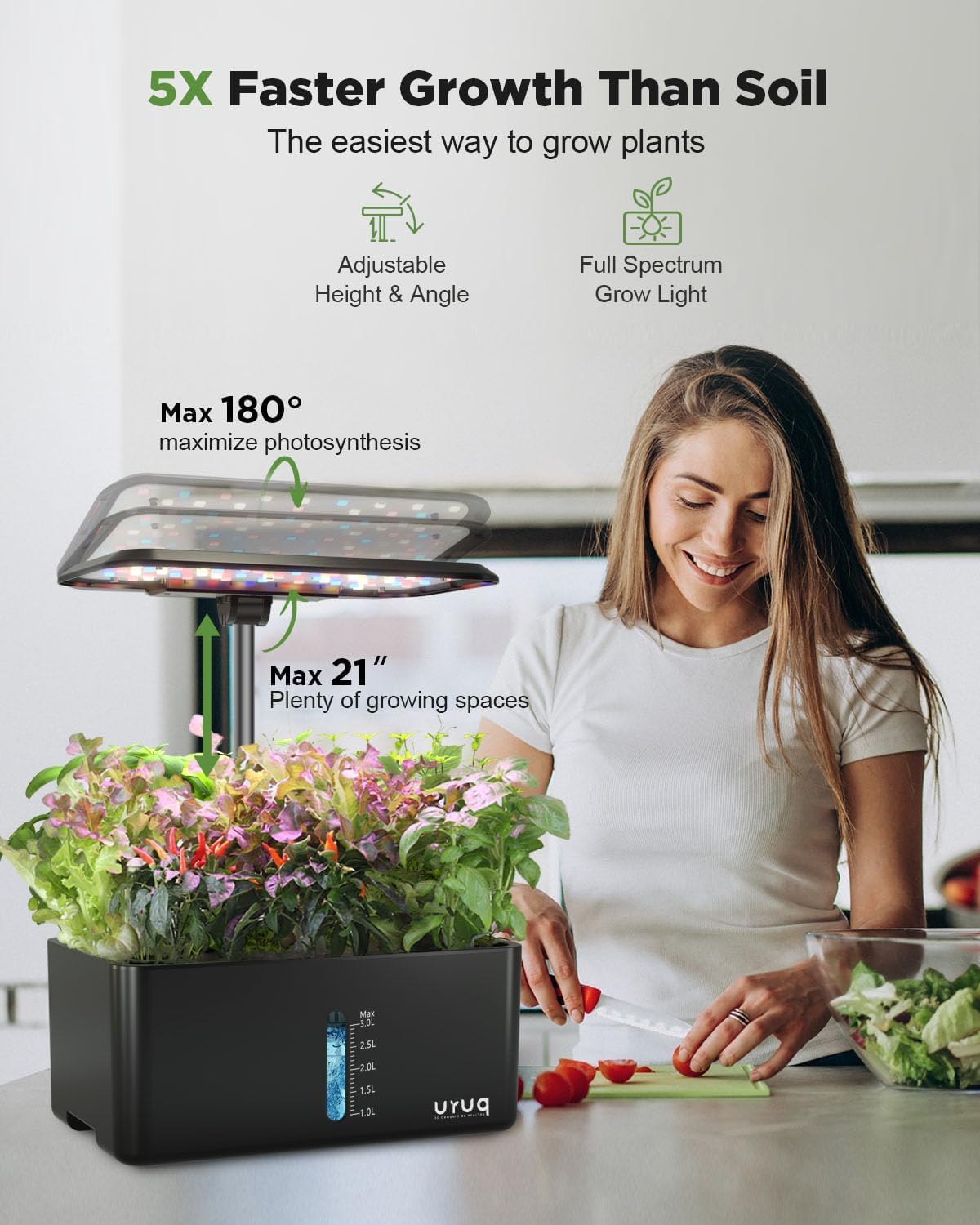 8-Pod Indoor Hydroponic Garden Kit with LED Grow Light
