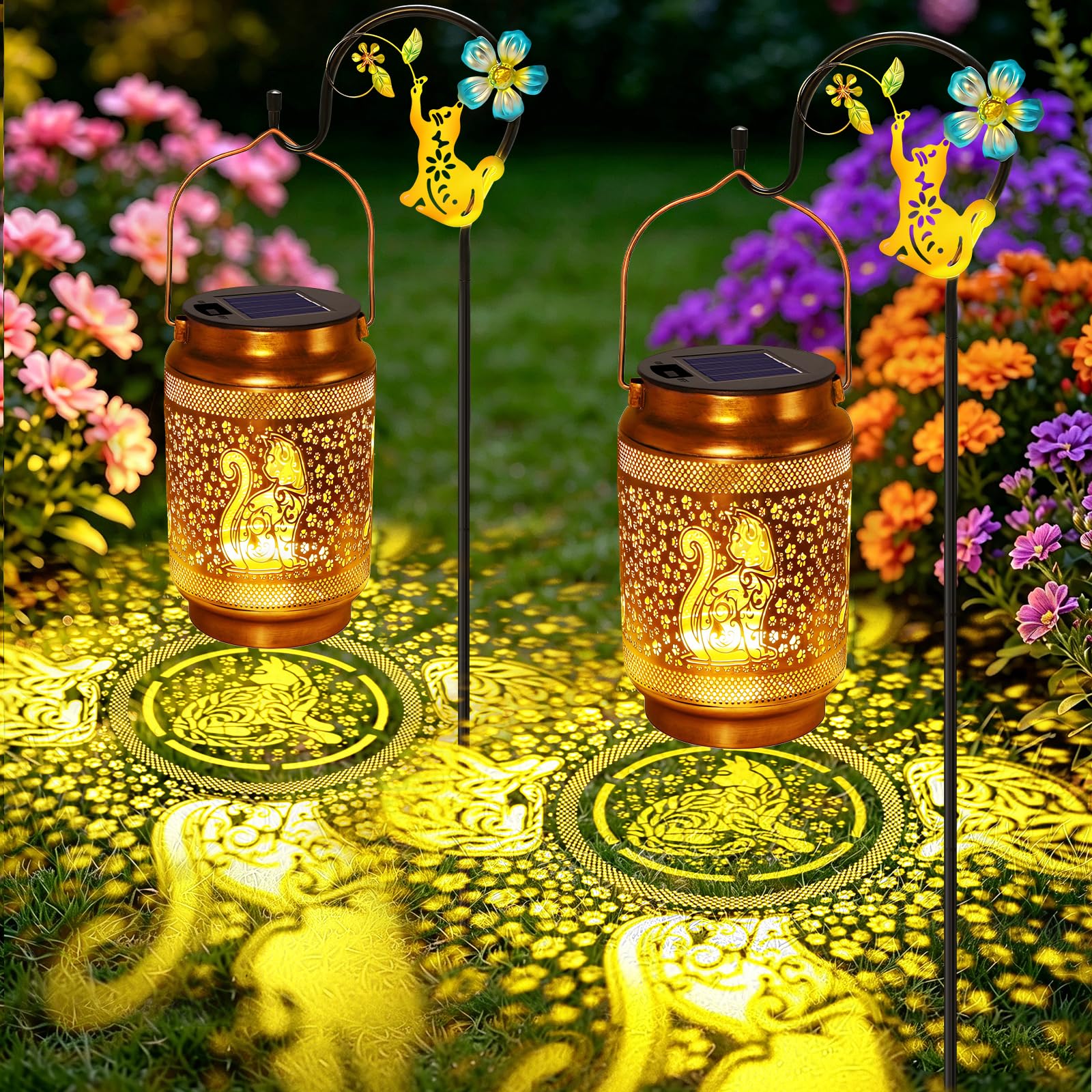 Waterproof Solar Garden Lanterns with Hanging Hooks