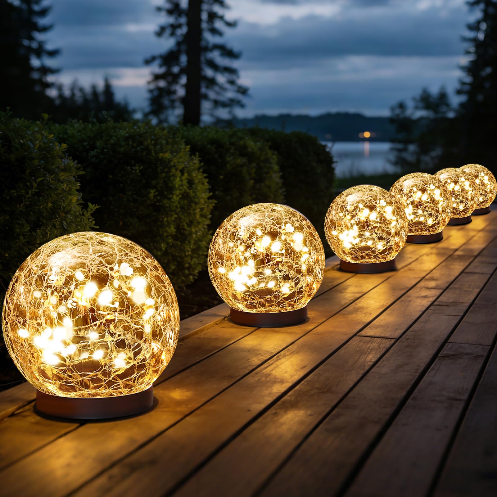 JKIMK Solar Globe Lights Outdoor Waterproof