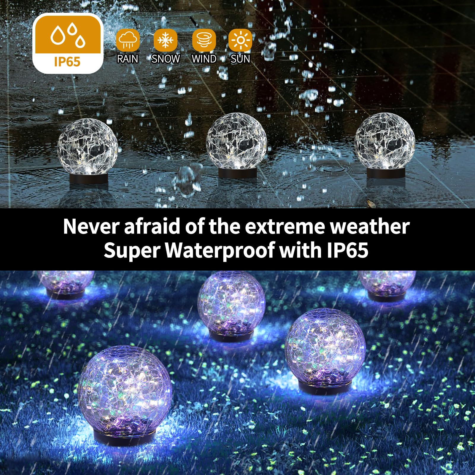 JKIMK Solar Globe Lights Outdoor Waterproof