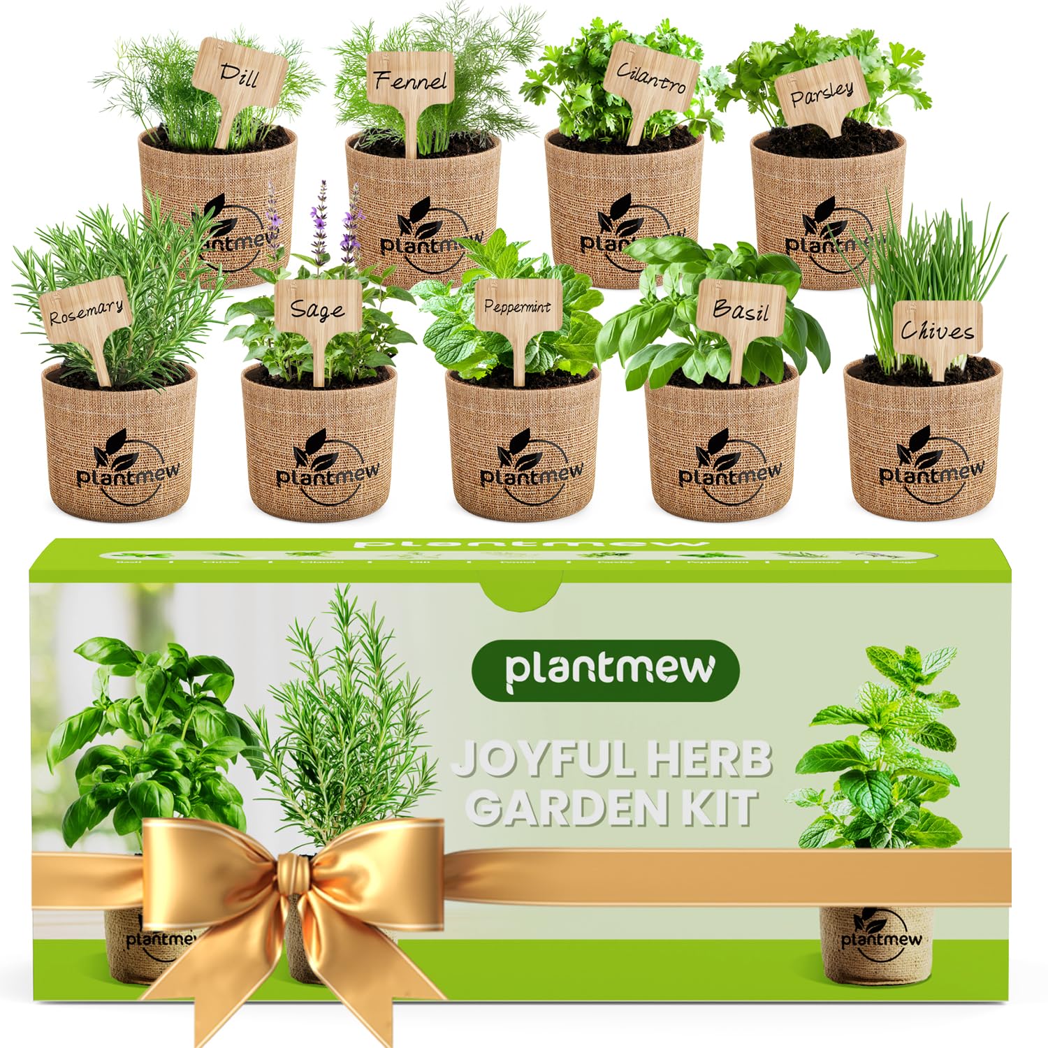 9-Herb Indoor Garden Starter Kit with Pots, Soil & Tools