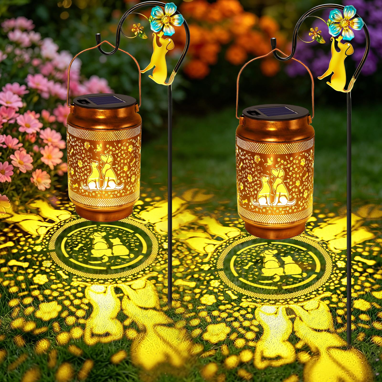 Waterproof Solar Garden Lanterns with Hanging Hooks