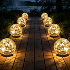 JKIMK Solar Globe Lights Outdoor Waterproof