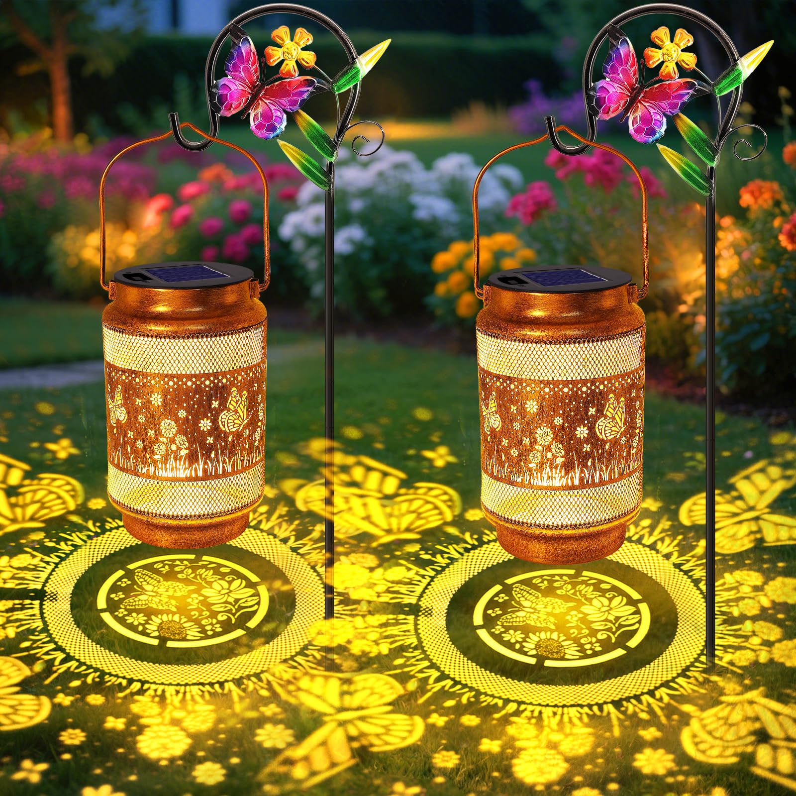 Waterproof Solar Garden Lanterns with Hanging Hooks