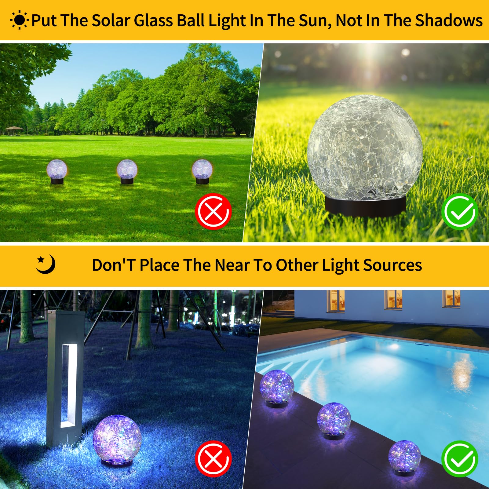 JKIMK Solar Globe Lights Outdoor Waterproof