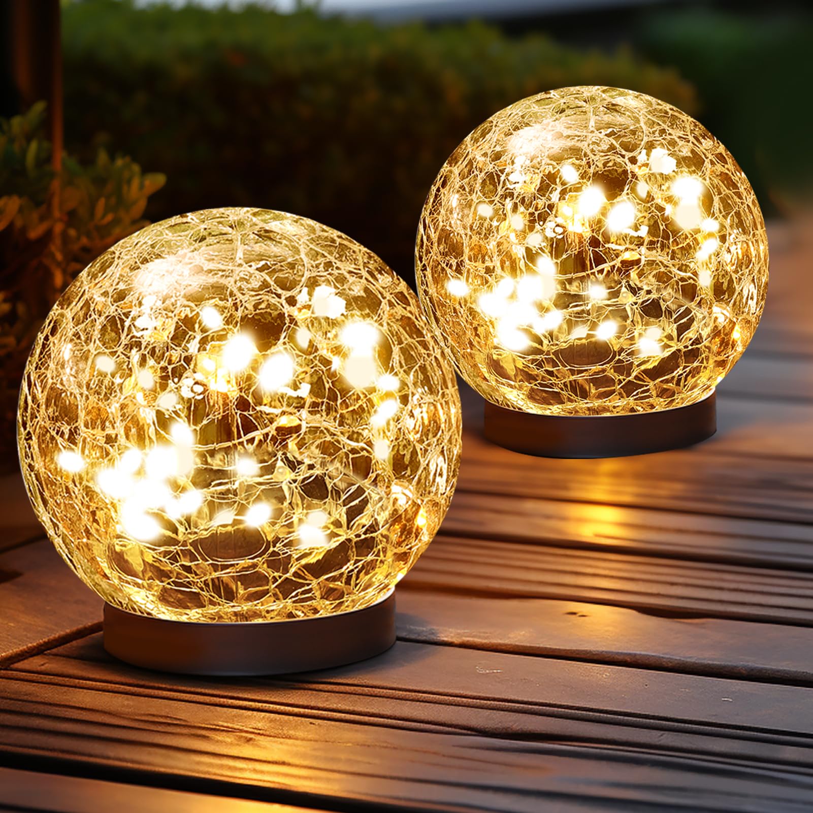 JKIMK Solar Globe Lights Outdoor Waterproof