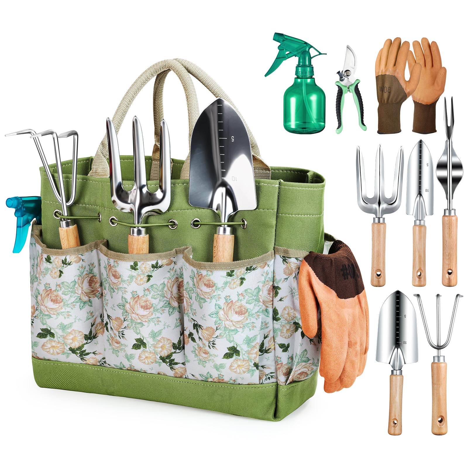 9-Piece Heavy Duty Garden Tool Set with Organizer Bag