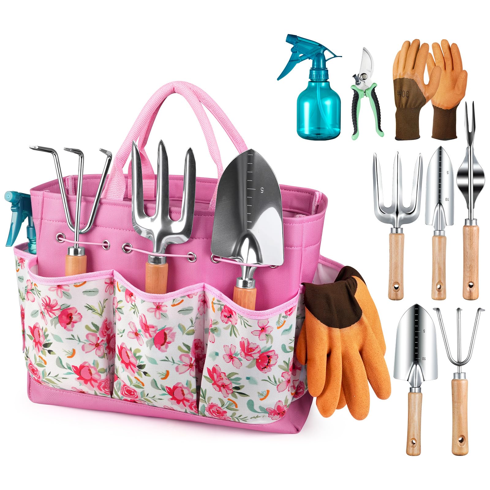 9-Piece Heavy Duty Garden Tool Set with Organizer Bag