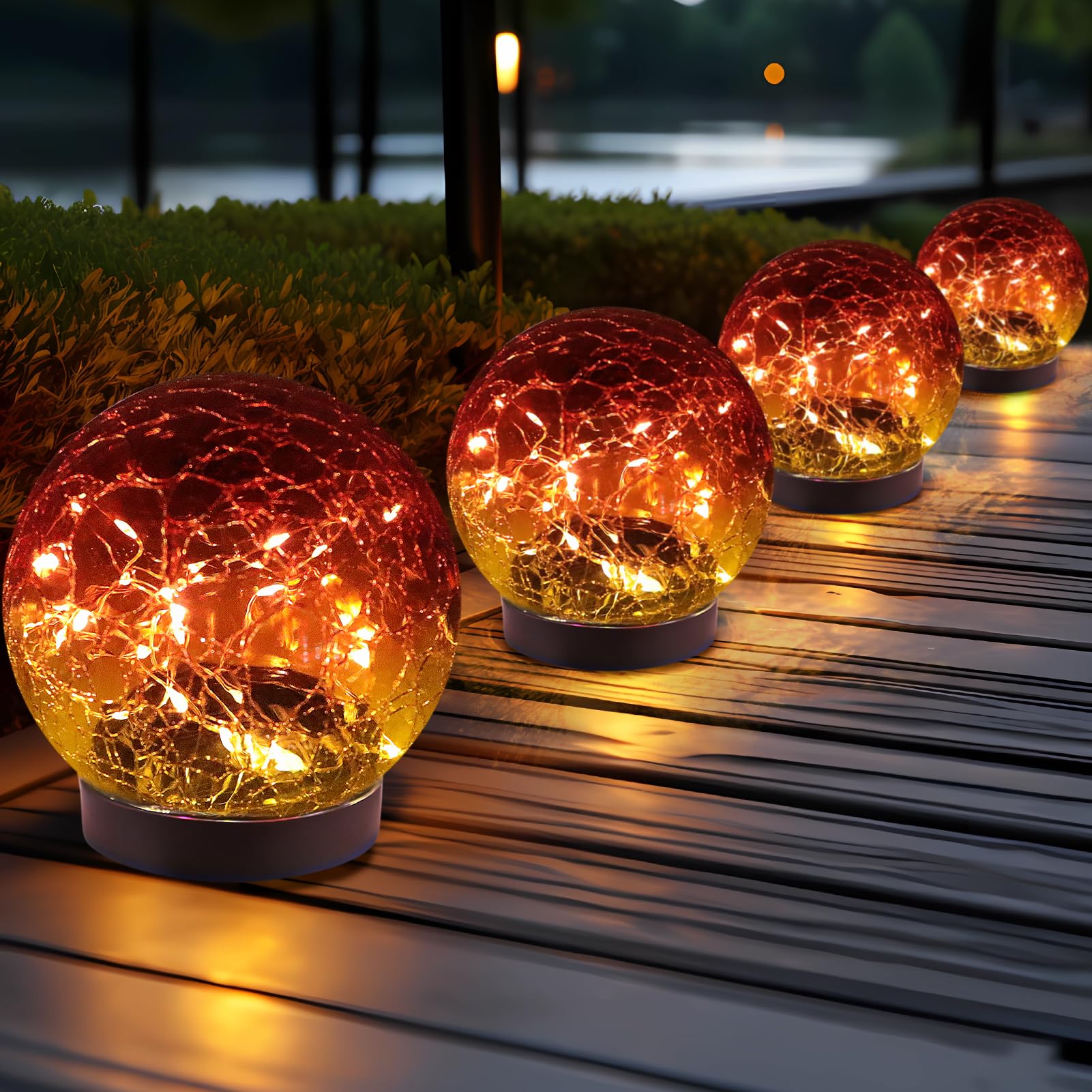 JKIMK Solar Globe Lights Outdoor Waterproof