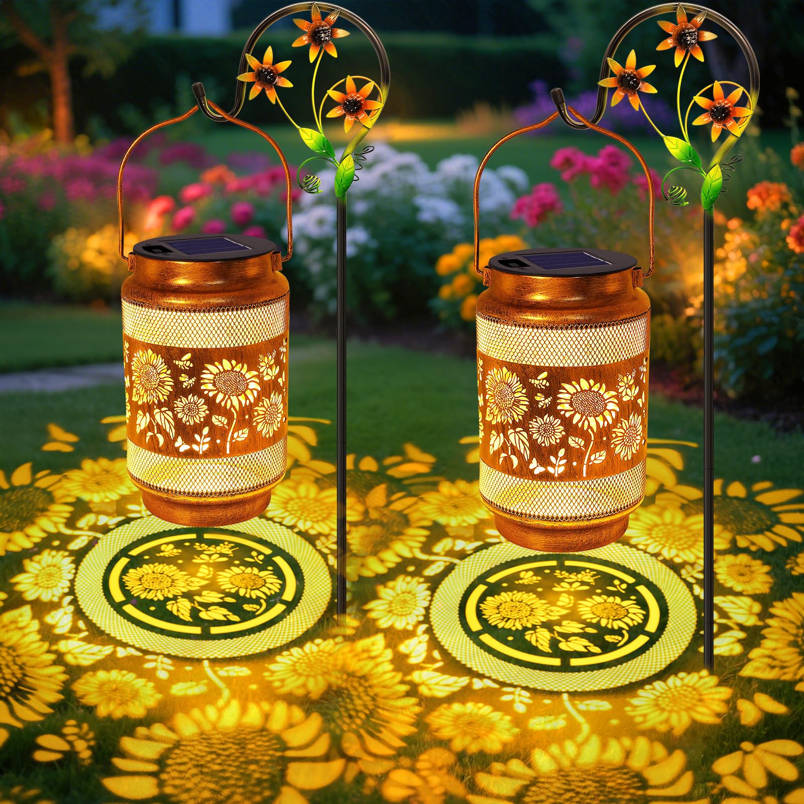 Waterproof Solar Garden Lanterns with Hanging Hooks
