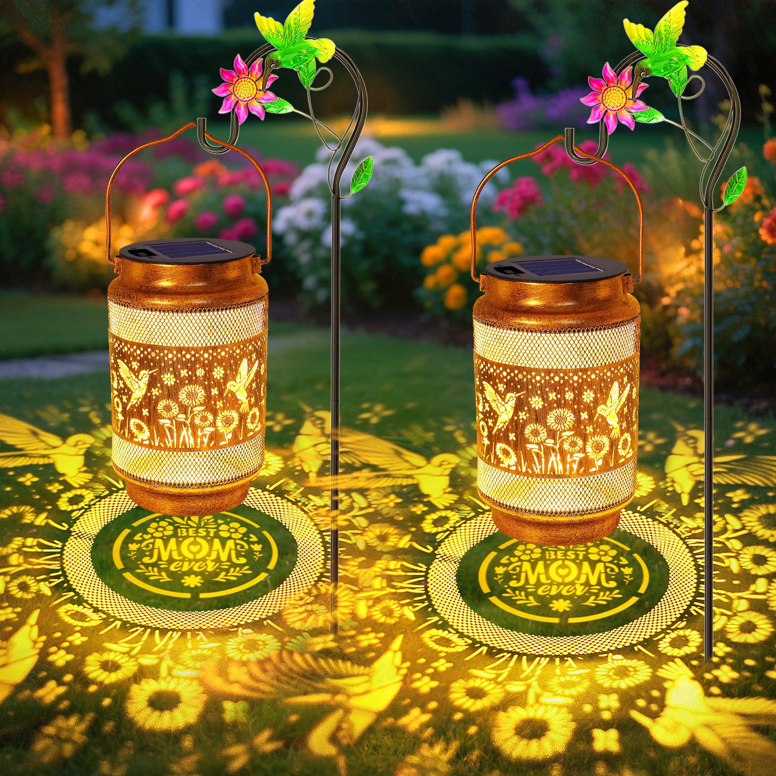 Waterproof Solar Garden Lanterns with Hanging Hooks