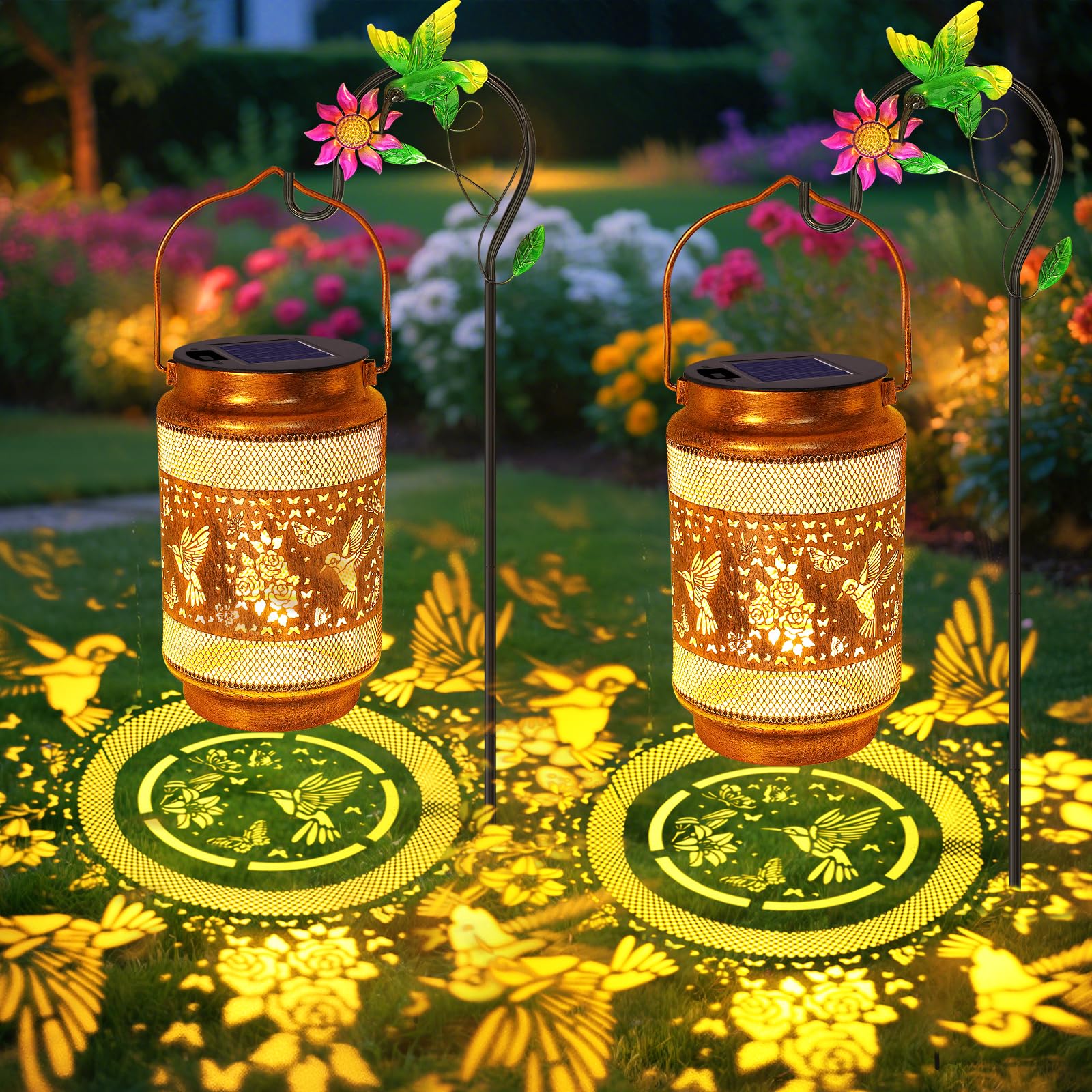 Waterproof Solar Garden Lanterns with Hanging Hooks